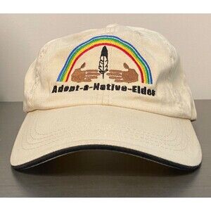 PORT AUTHORITY Strapback Hat Cap Adopt Native Elder Rainbow Feather Denim Ivory